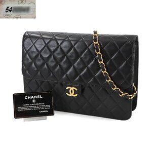 CHANEL Matelasse Chain Shoulder Bag Leather Black A03570 Vintage 90287351